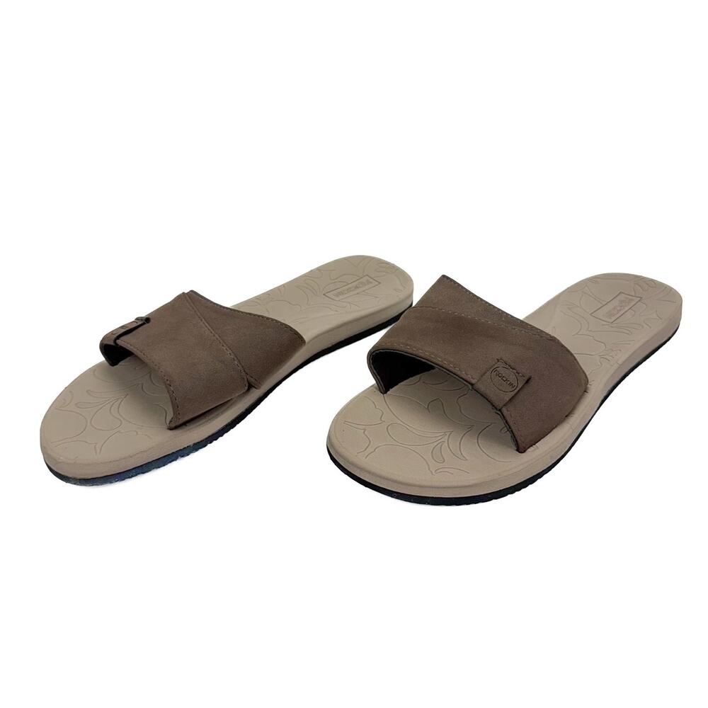 Rockin Brown Faux Suede Lightweight‎ Padded Breathable Flip Flops Sz 11 Comfort